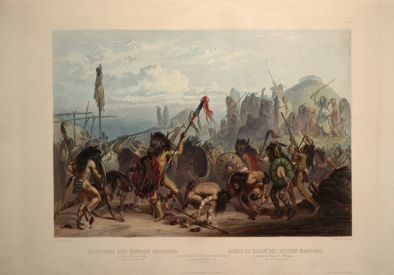 Bison Dance of the Mandan Indians in Front of Their Medicine Lodge by Karl Bodmer