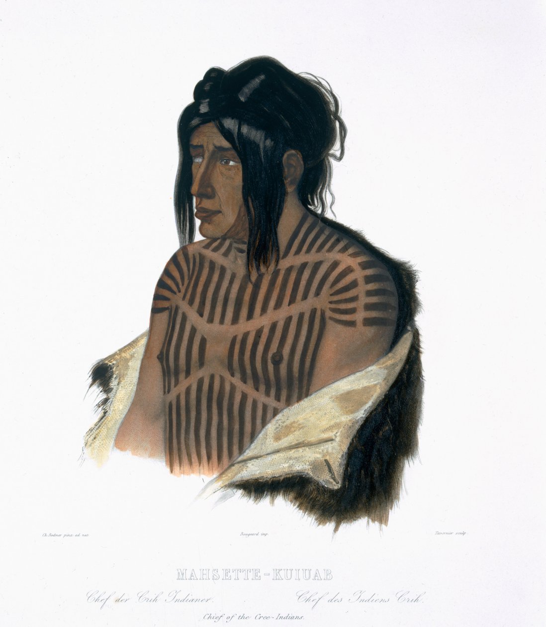 Mahsette-Kuiuab, Chief of the Cree Indians, plate 22 from volume 1 of `Travels in the Interior of North America