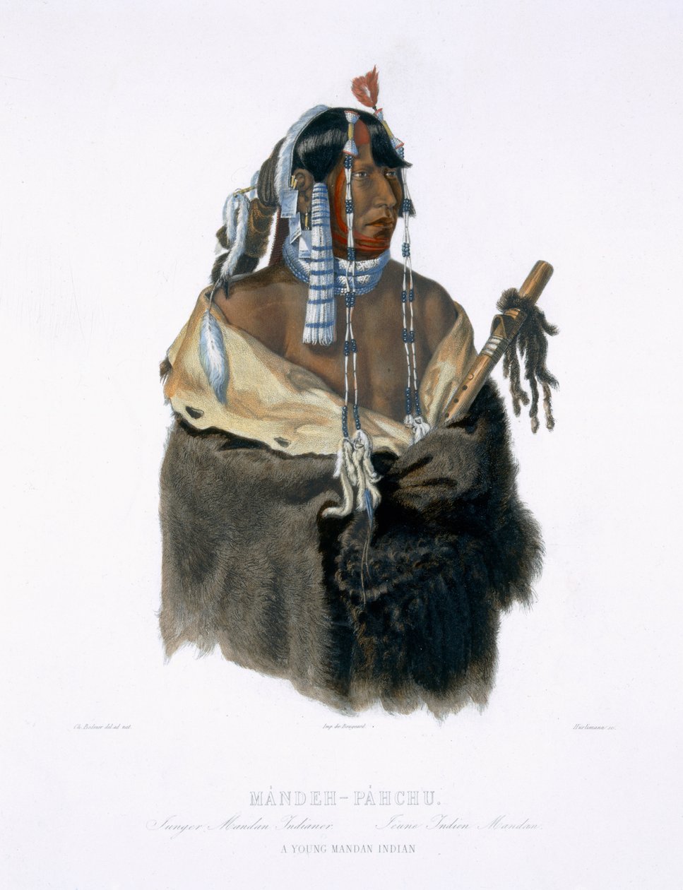 Mandeh-Pahchu, a Young Mandan Indian, plate 24 from Volume 1 of 