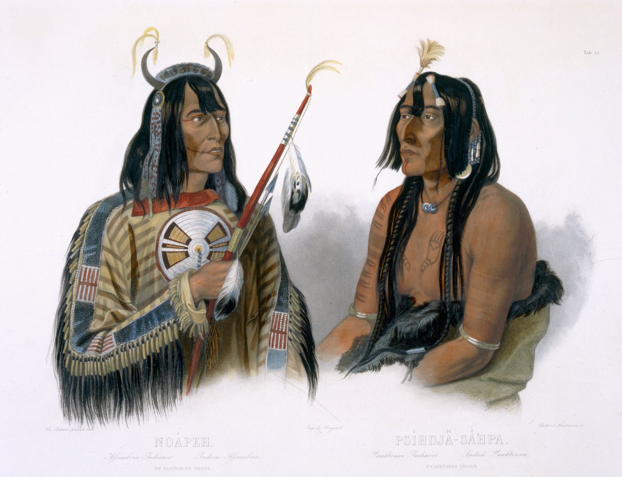 Noapeh, an Assiniboin Indian and Psihdja-Sahpa, a Yanktonan Indian, Plate 12 from Volume 2 of 