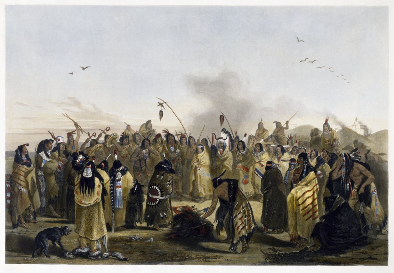 Scalp Dance of the Minitarres, 1843-1844 by Karl Bodmer