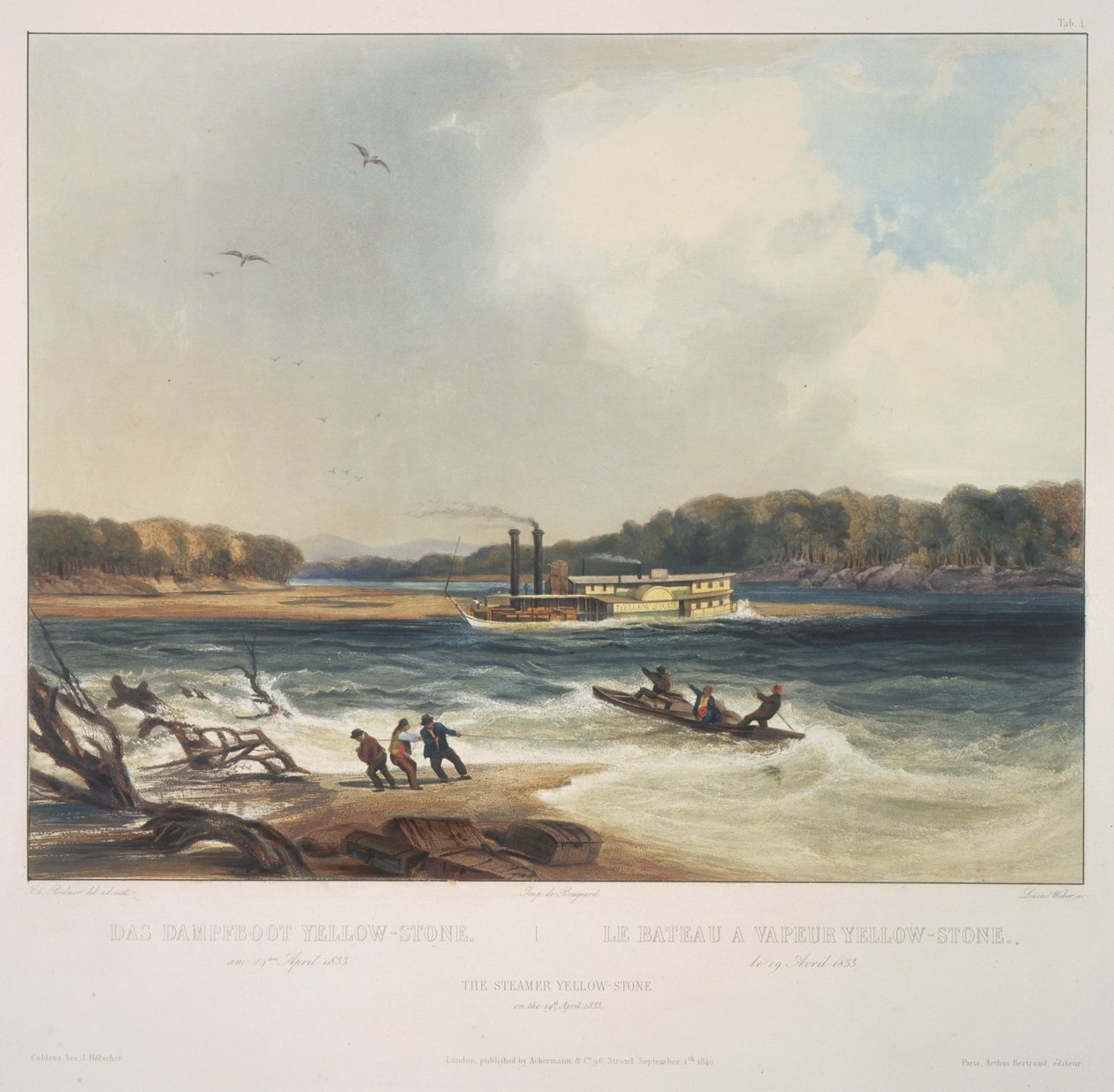 The Steamer Yellowstone by Karl Bodmer