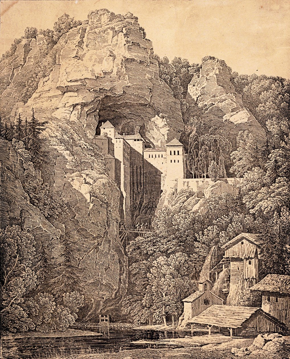 Predjama Castle in Crein XII Hours by Karl Friedrich Schinkel