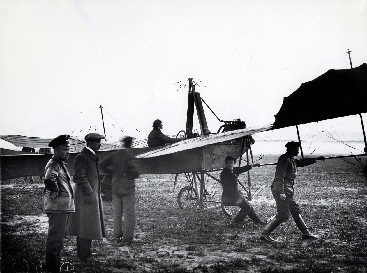 A plane taking off or landing on an airfield near St. Petersburg, 1911 by Karl Karlovich Bulla