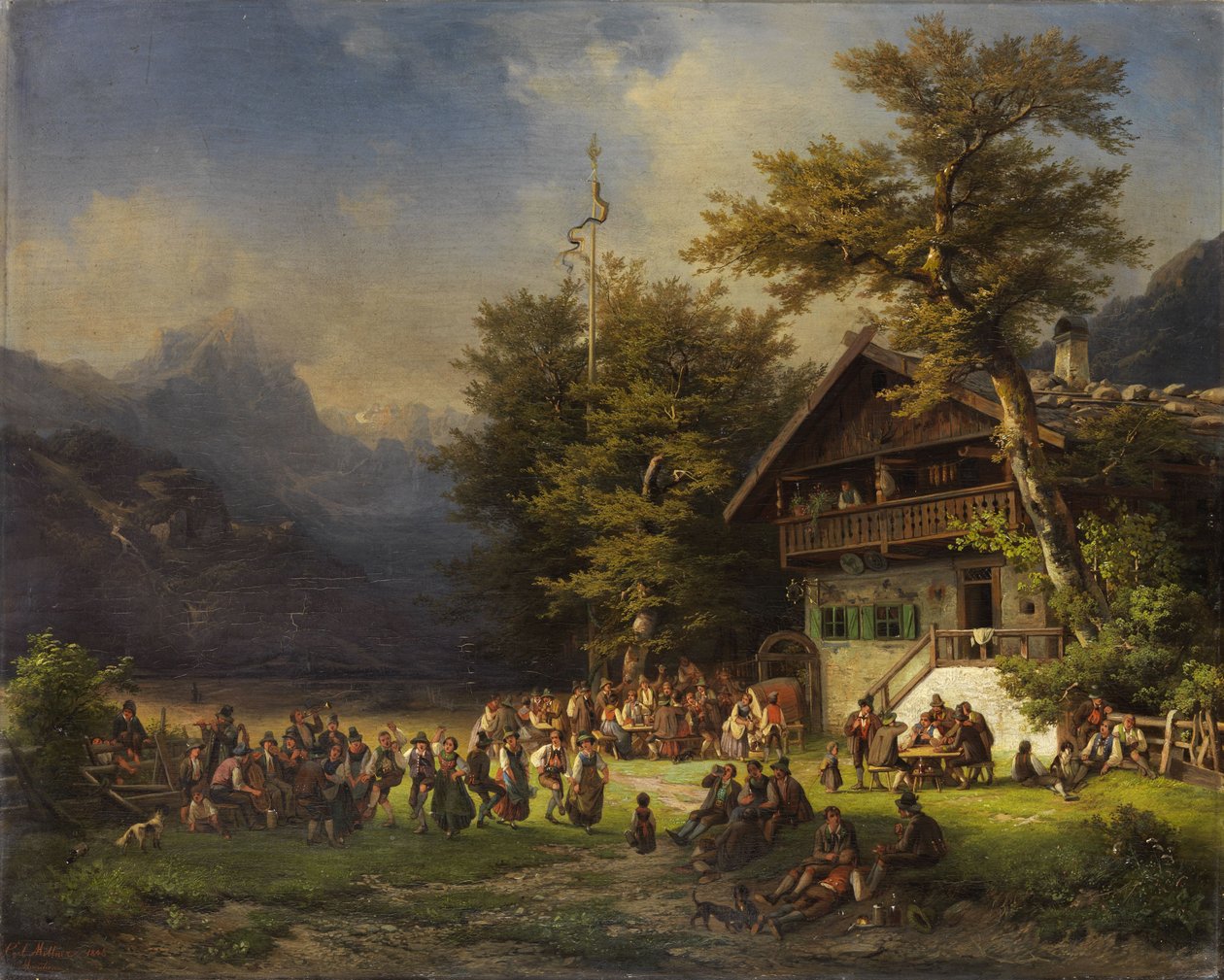 Maypole Festival in Front of a Forest Tavern by Karl Millner