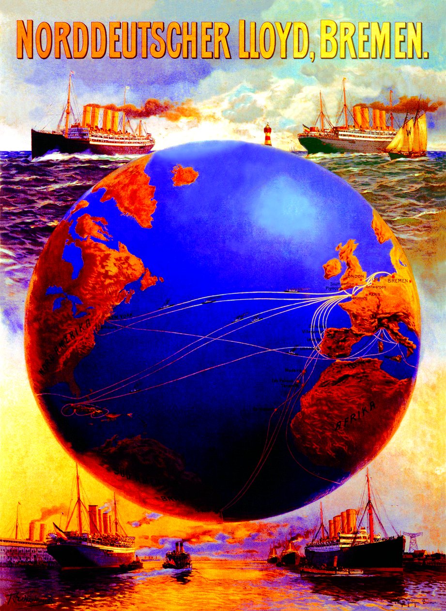 Poster Advertising the North German Lloyd Line, 1907 by Karl Paul Themistocles von Eckenbrecher