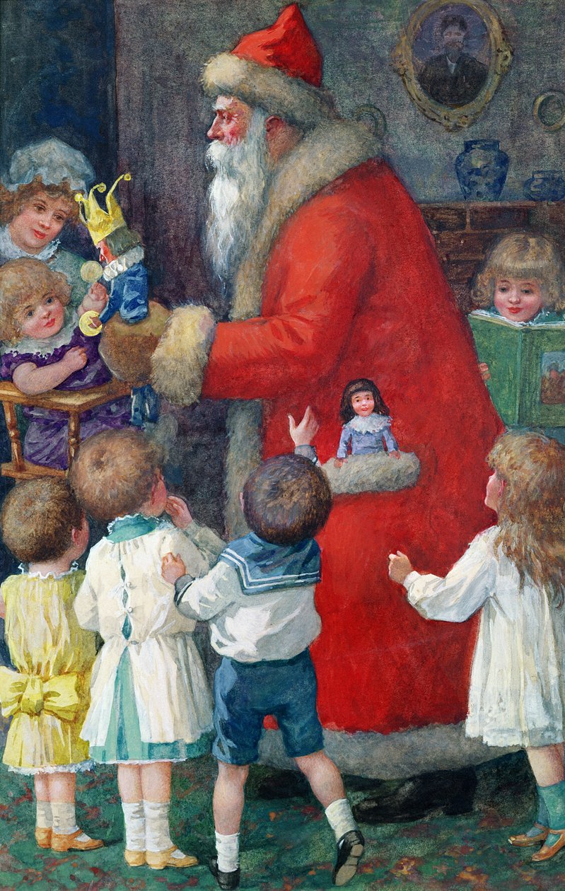 Father Christmas with Children by Karl Roger