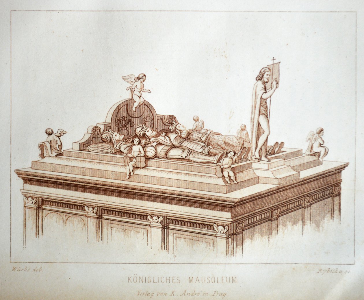 Illustration from the Book Der Dom zu Prag from 1858, Depicting the Tombs of Kings in the St. Vitus Cathedral by Karl Wurbs