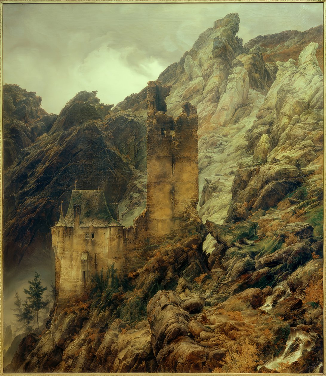 Rocky Landscape: Gorge with Ruins by Carl Friedrich Lessing