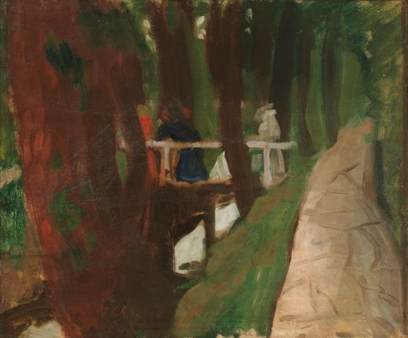 Creek with Bridge by Károly Ferenczy