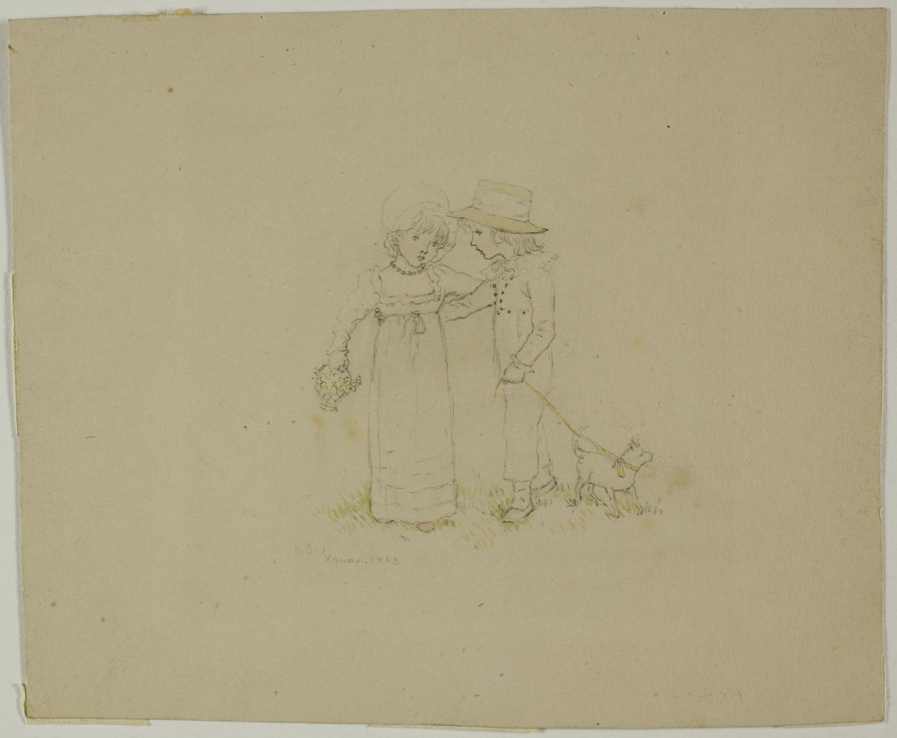 Two Children with Dog by Kate Greenaway