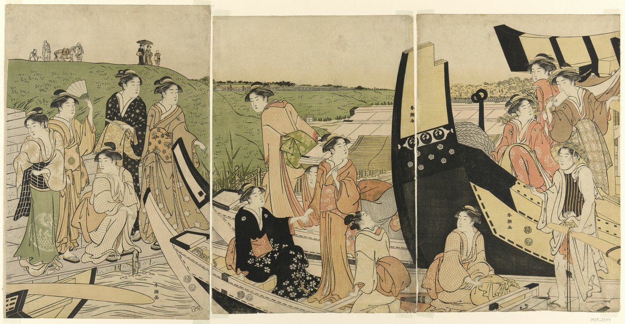 Pleasure Boats at a Landing by Katsukawa Shuncho