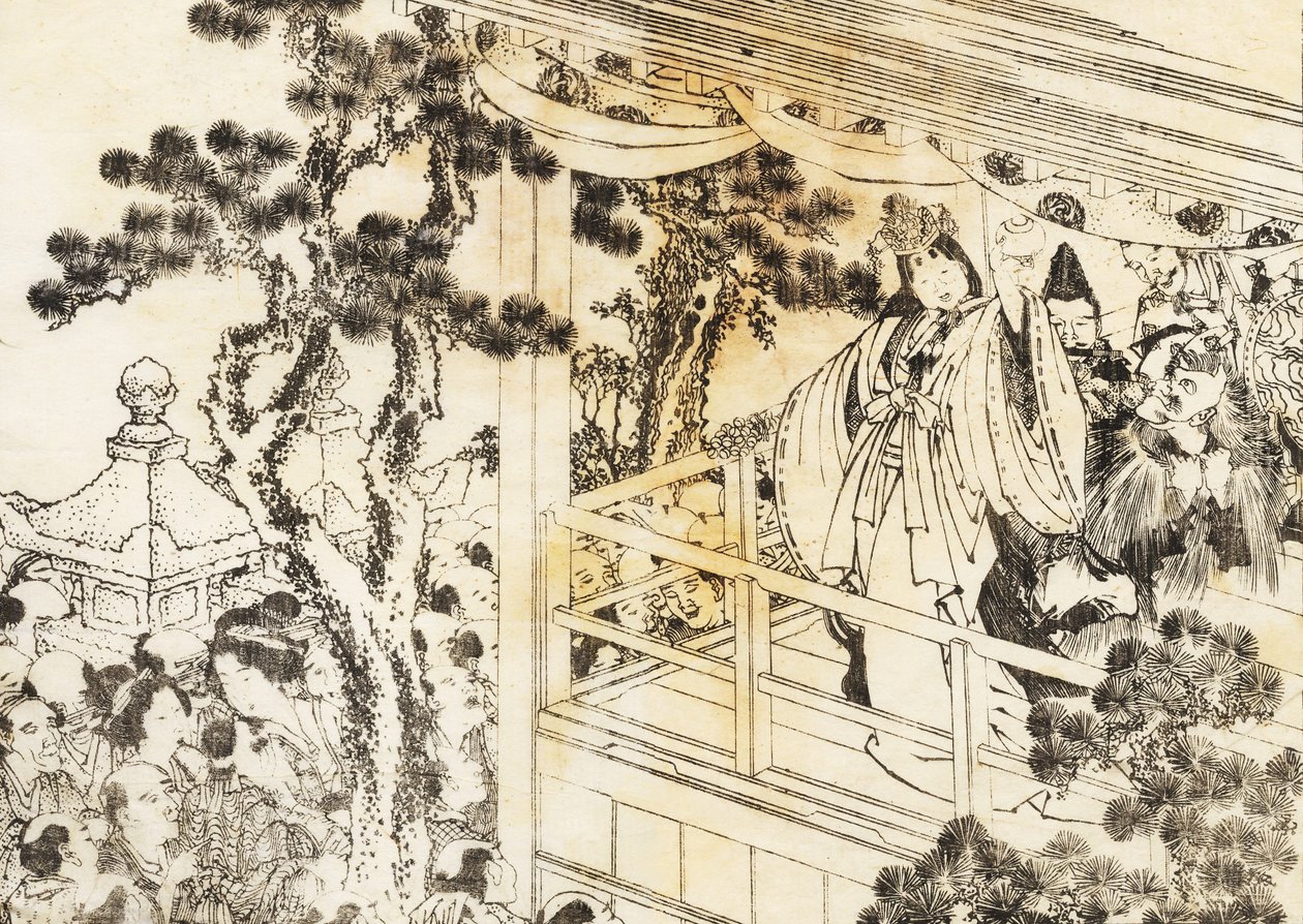 A Scene of a Shinto Shrine Dance by Katsushika Hokusai