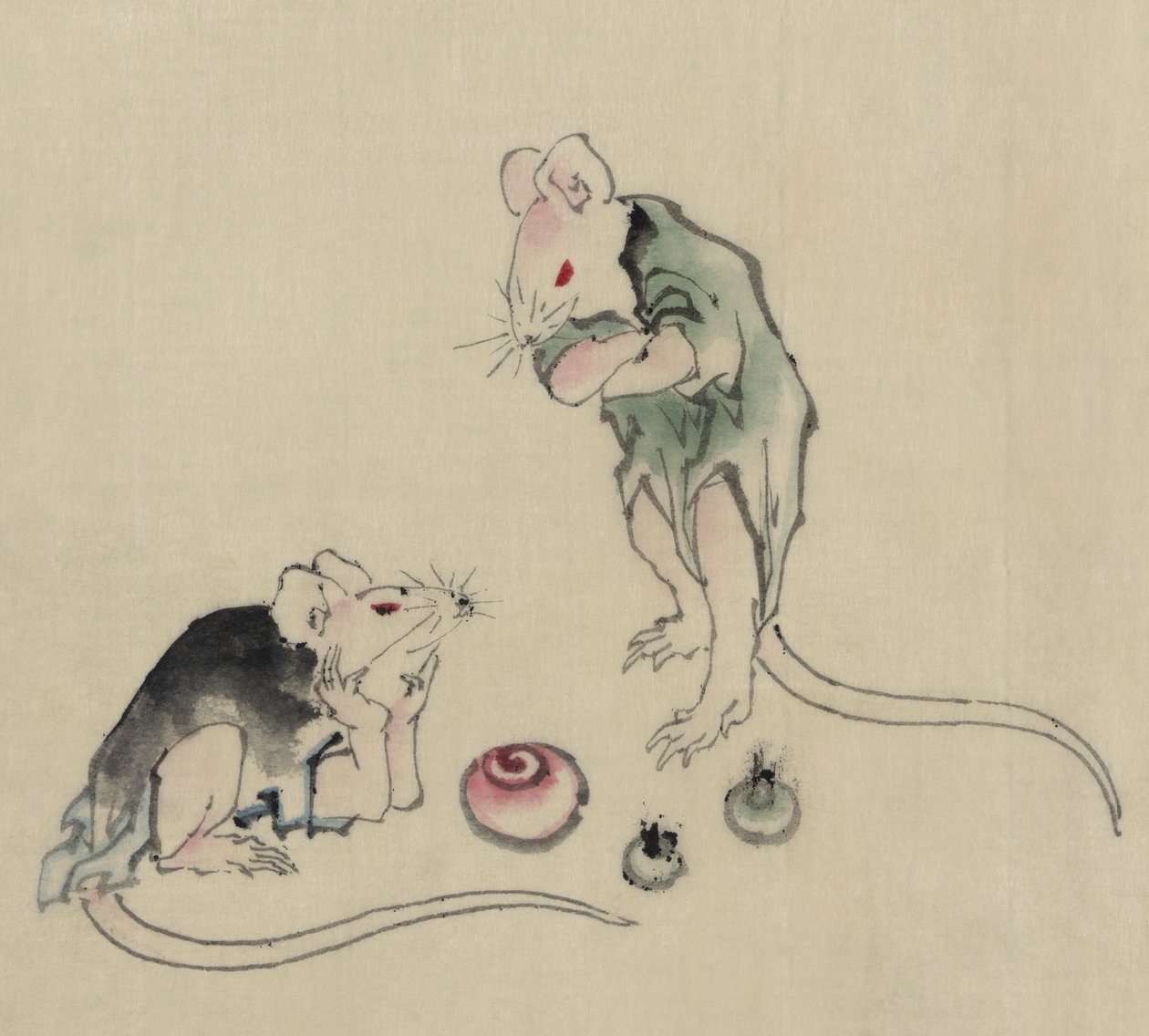 Two Mice by Katsushika Hokusai