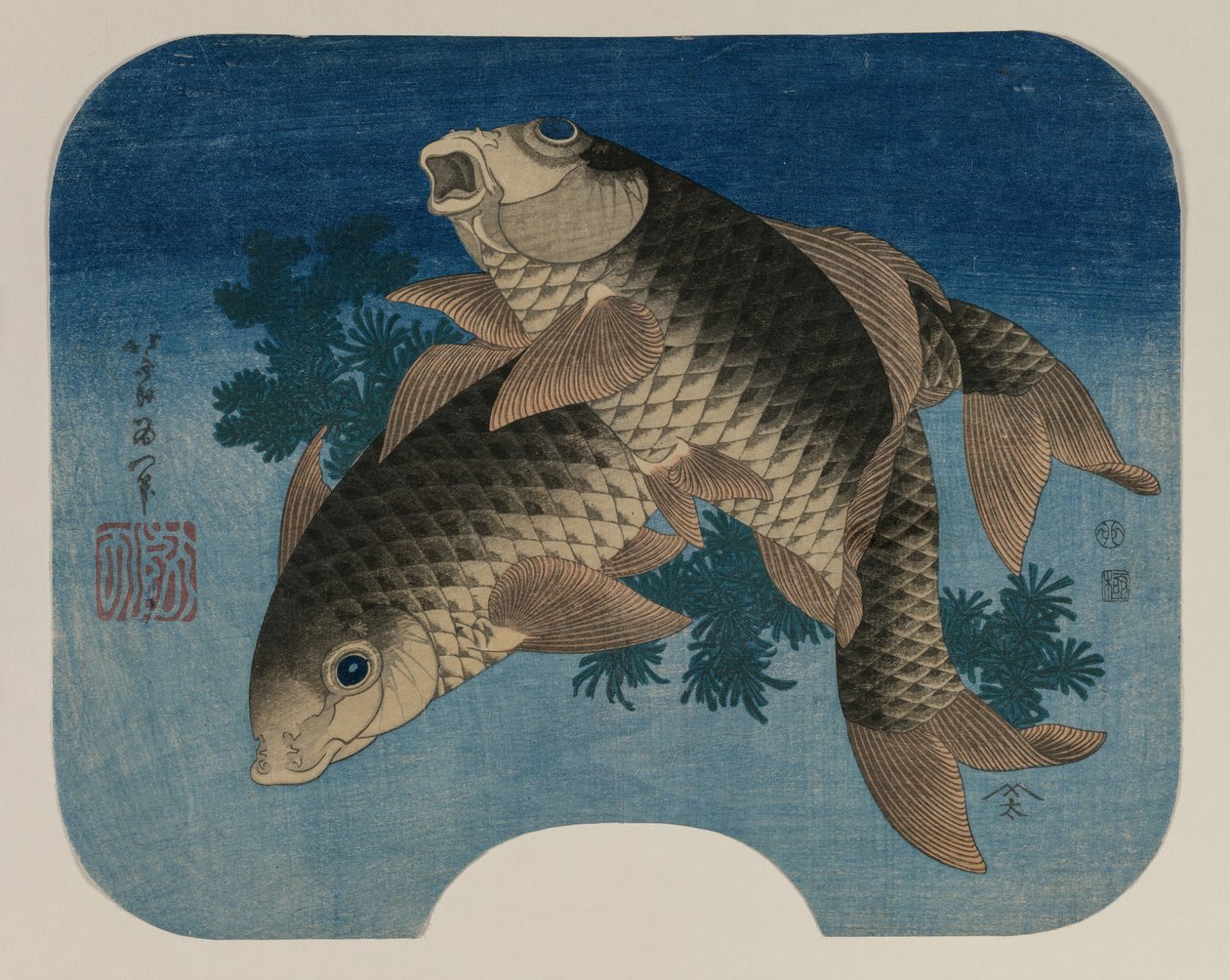 Carp Swimming by Water Weeds by Katsushika Hokusai