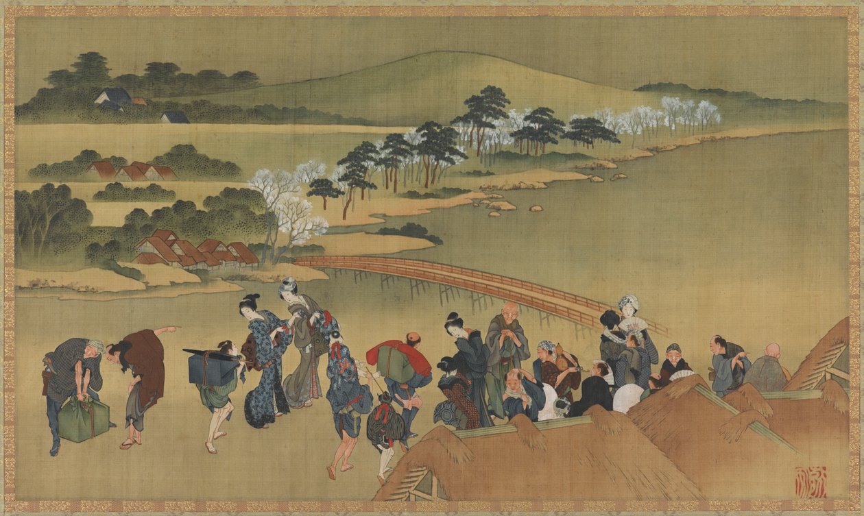 Cherry Blossom Viewing by Katsushika Hokusai