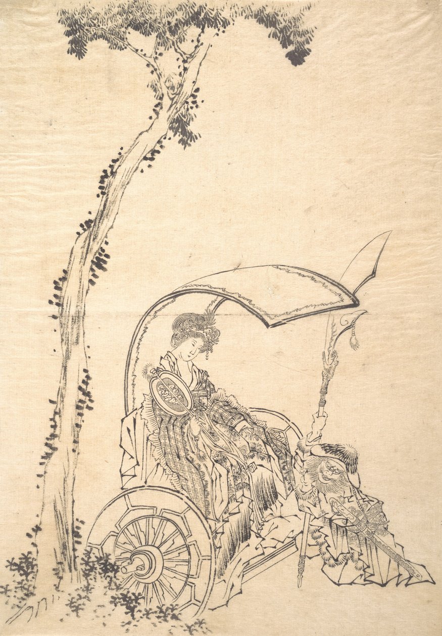 Lady in a Chariot by Katsushika Hokusai