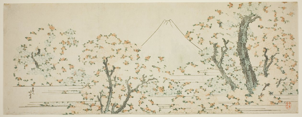 Mount Fuji with Cherry Trees in Bloom by Katsushika Hokusai