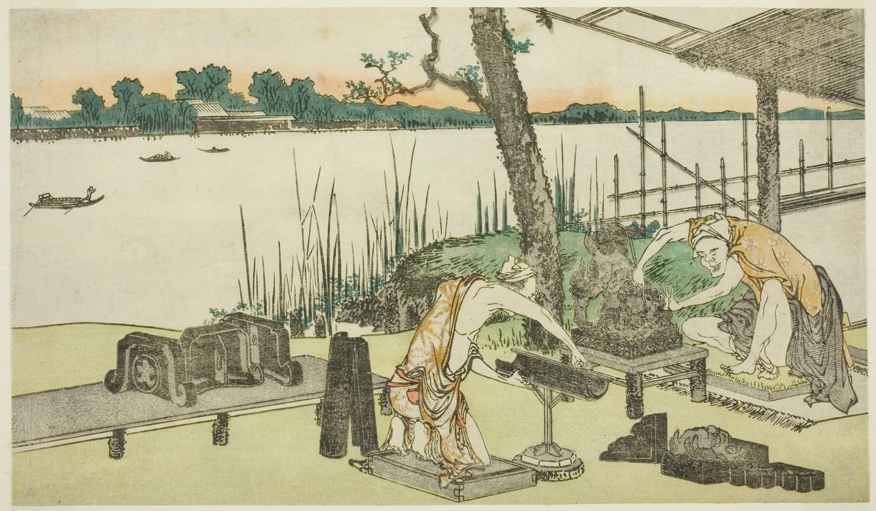 Potters at Work - Imado by Katsushika Hokusai