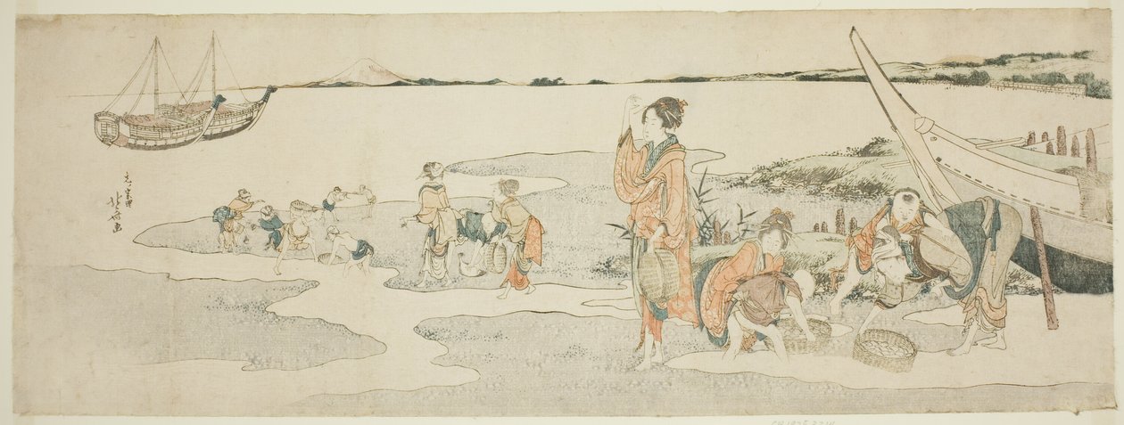 Shellfish Gathering by Katsushika Hokusai