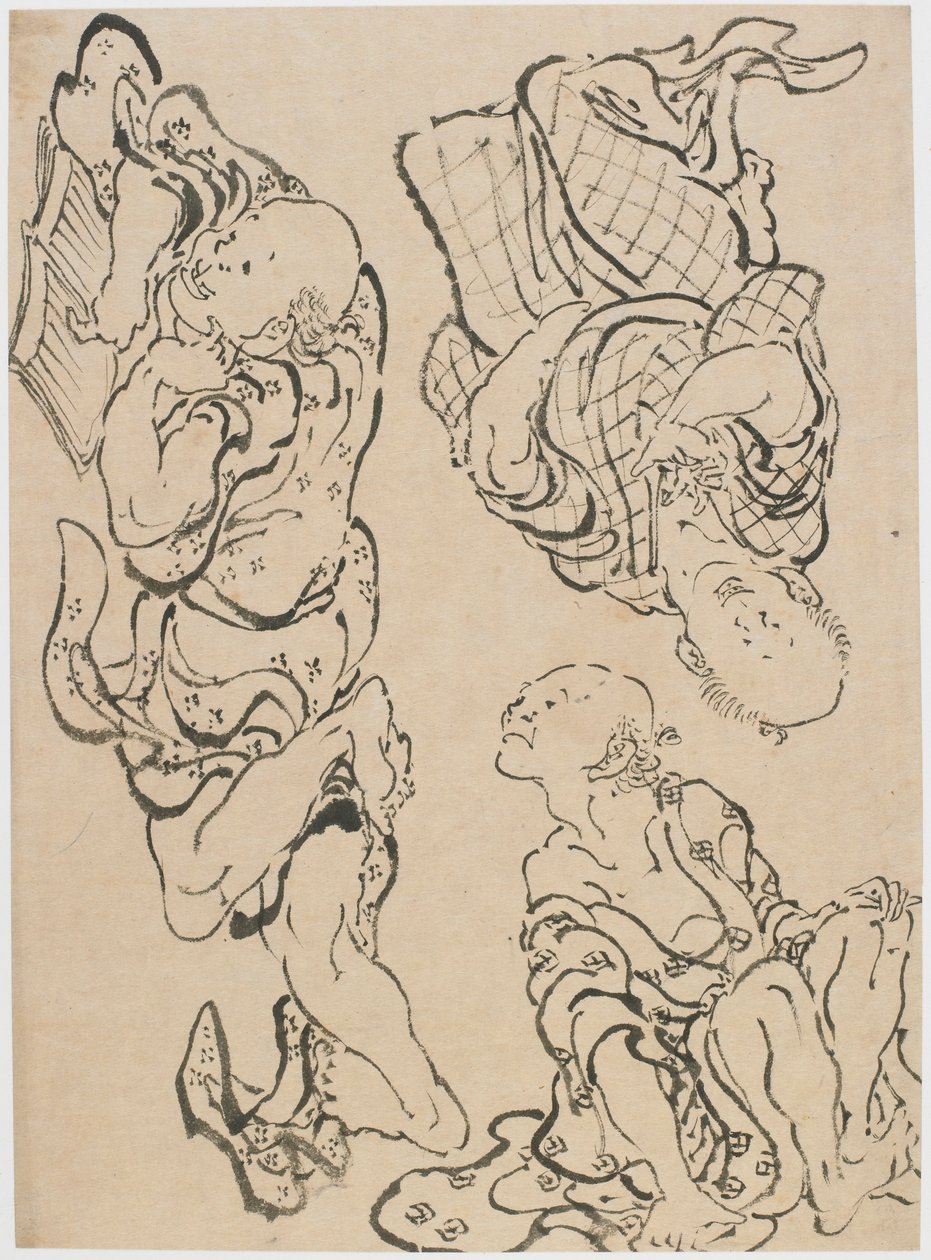 Three figures by Katsushika Hokusai