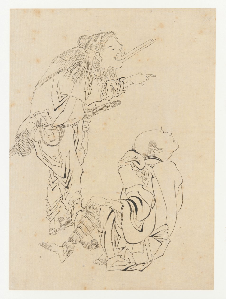 Two hunters by Katsushika Hokusai