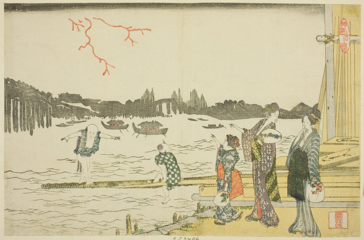 Women and Children Viewing the Fireworks by Katsushika Hokusai