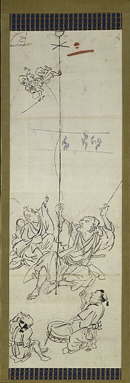 Monkey Trainer, One of Six Sketches by Kawanabe Kyosai