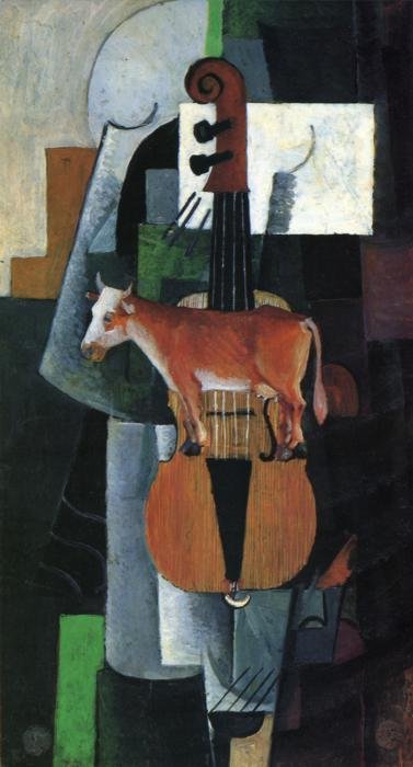 Cow and Fiddle by Kazimir Severinovich Malevich