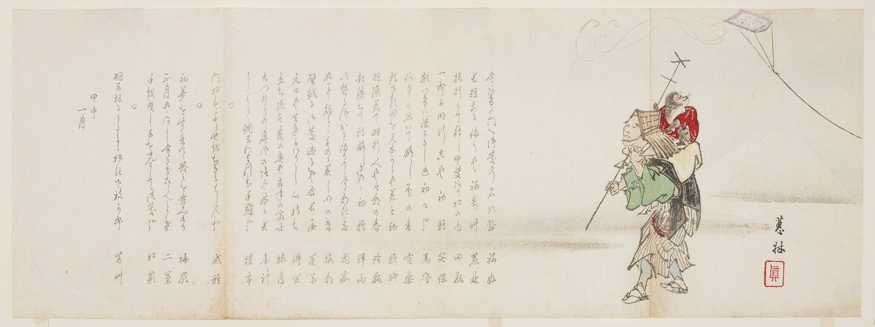 Monkey and Trainer, January 1884 by Keirin