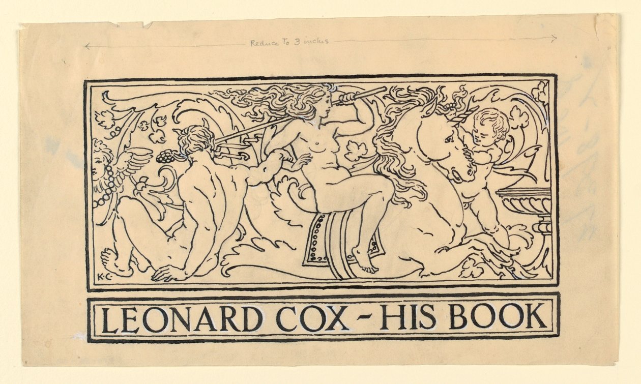 Bookplate for Leonard Cox by Kenyon Cox