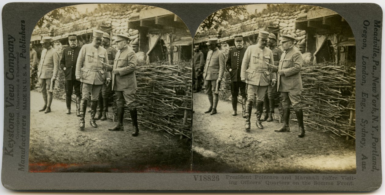 French President Raymond Poincare and Marshall Joseph Joffre Meeting with Uniformed Officers by Keystone View Company