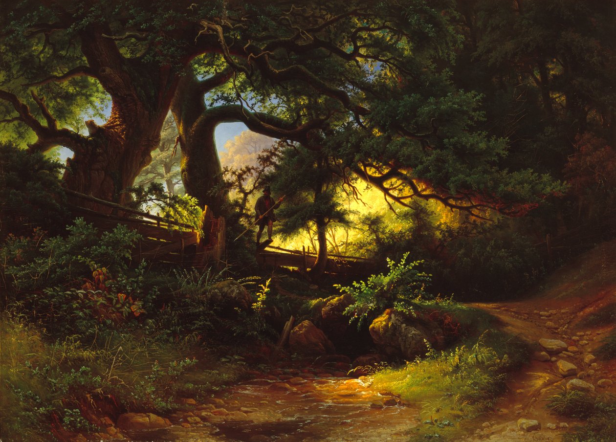 Forest Section with Lumberjack by Knud Andreassen Baade