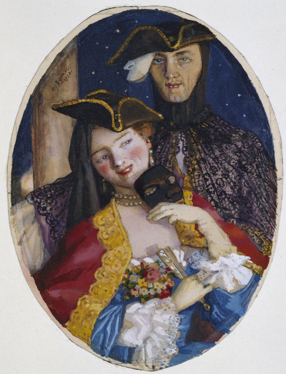 Couple Dressed for a Venetian Carnival, 1930 by Konstantin Andreevic Somov