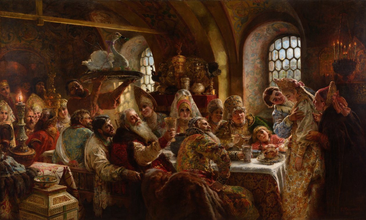 A Boyar Wedding Feast by Konstantin Egorovich Makovsky