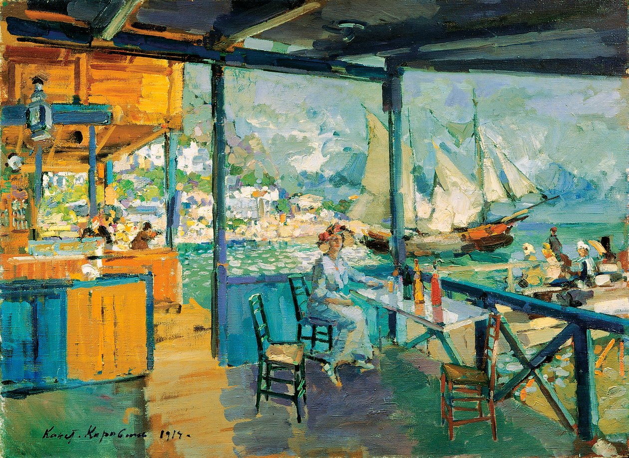 Pier in Gurzuf, 1914 by Konstantin Alekseevich Korovin