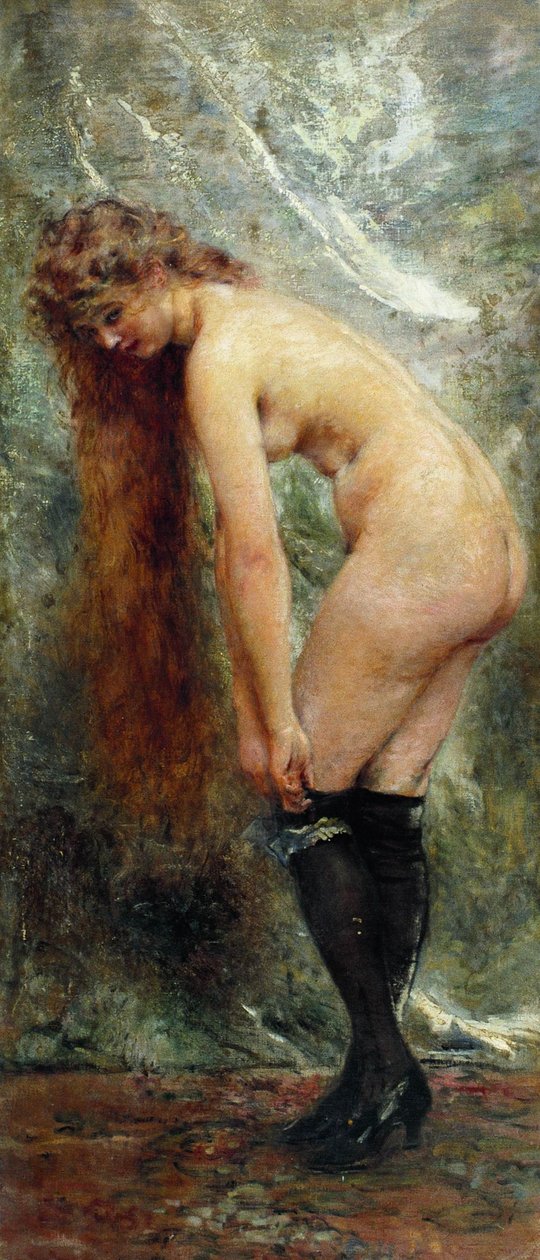Nude in Black Stockings by Konstantin Makovsky