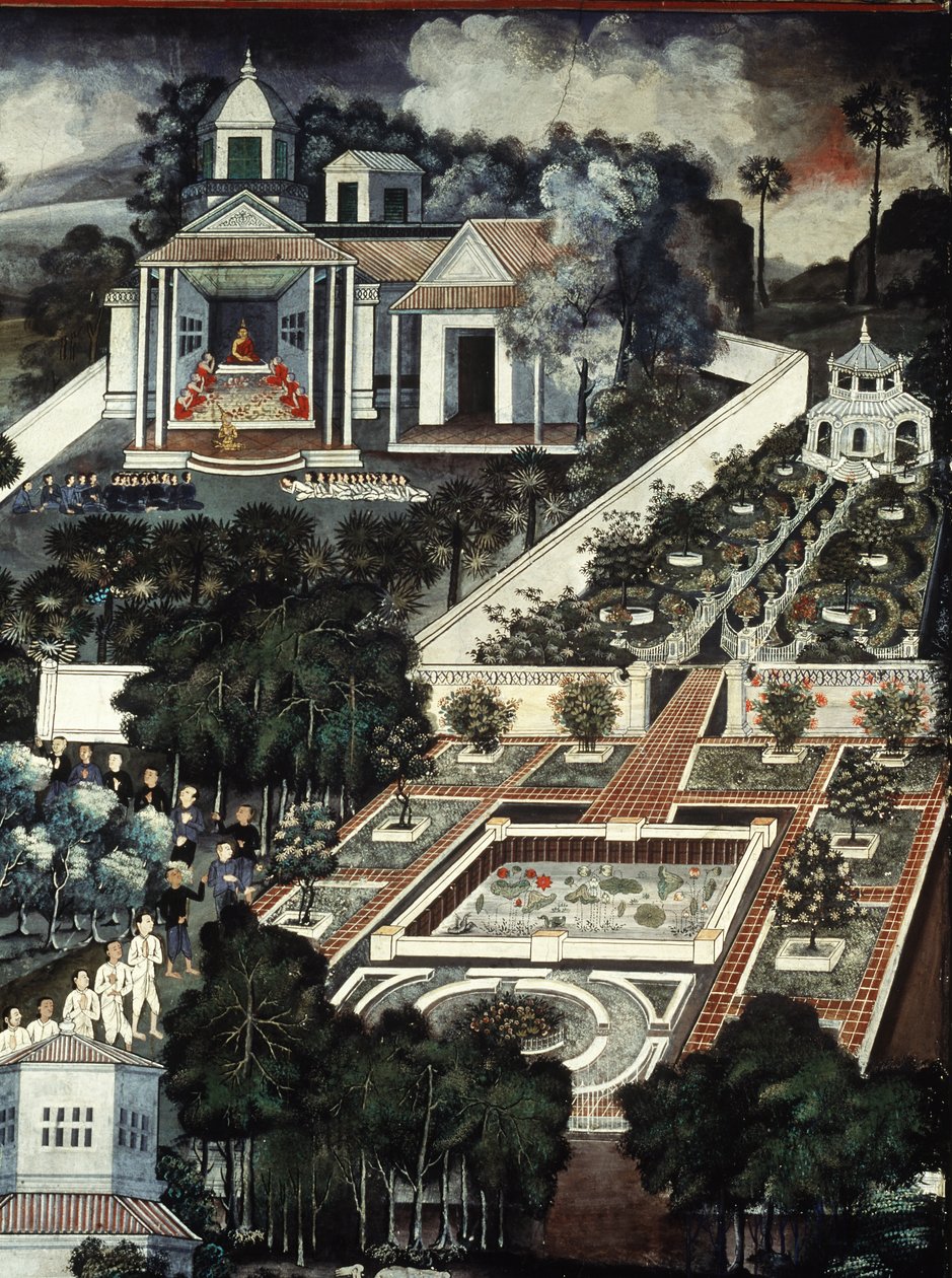 Detail of a Monastery with a Garden by Krua Inkhong