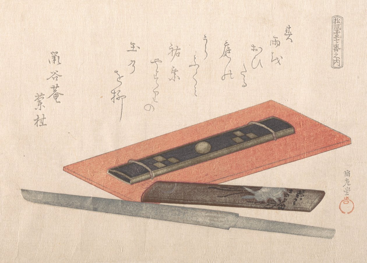 Knife and Two Knife Handles by Kubo Shunman