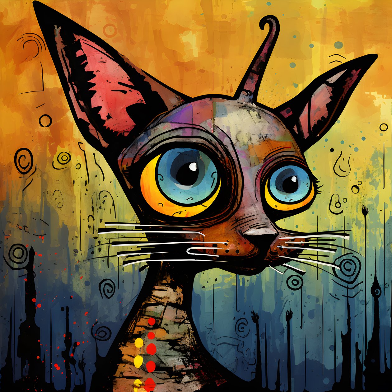 Cartoon Whimsical Sphinx Cat by Kurt Heppke