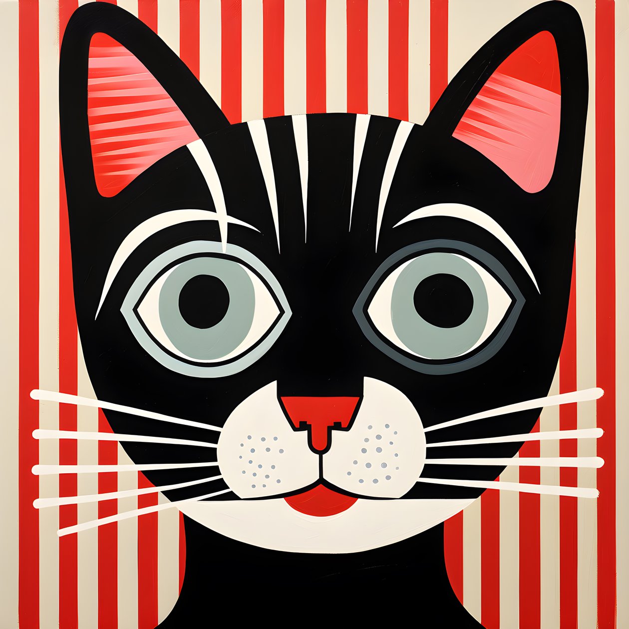 Cat in Black and Red Stripes 4 by Kurt Heppke