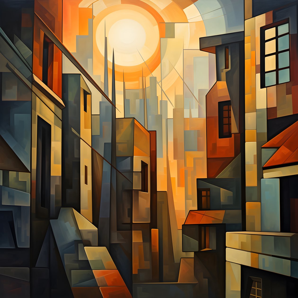 Cubist Style Urban Landscape Painting 3 by Kurt Heppke