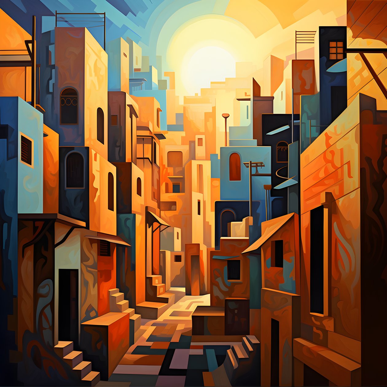 Cubist Style Urban Landscape Painting 4 by Kurt Heppke