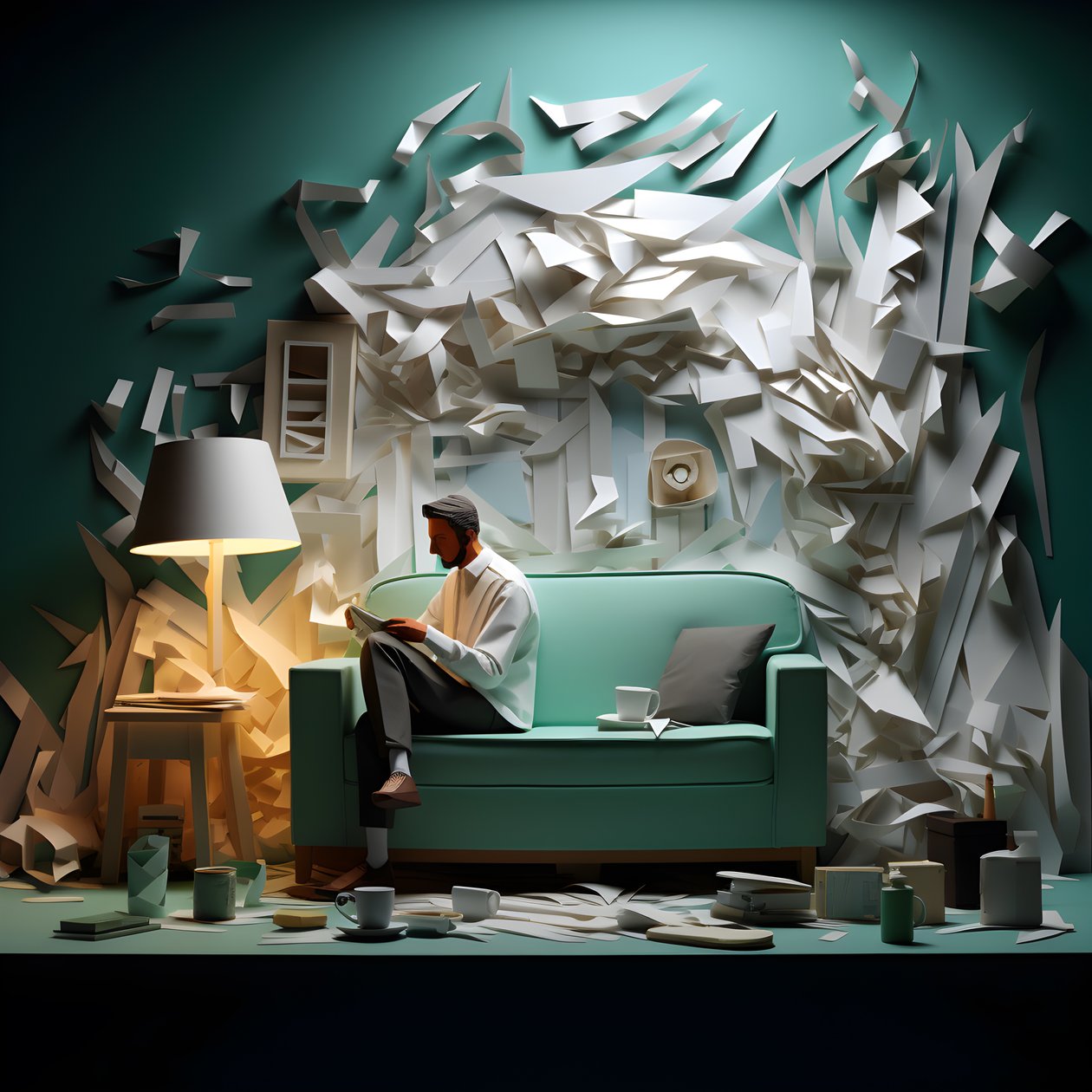 Man Sitting on a Sofa, Watching TV 1 by Kurt Heppke