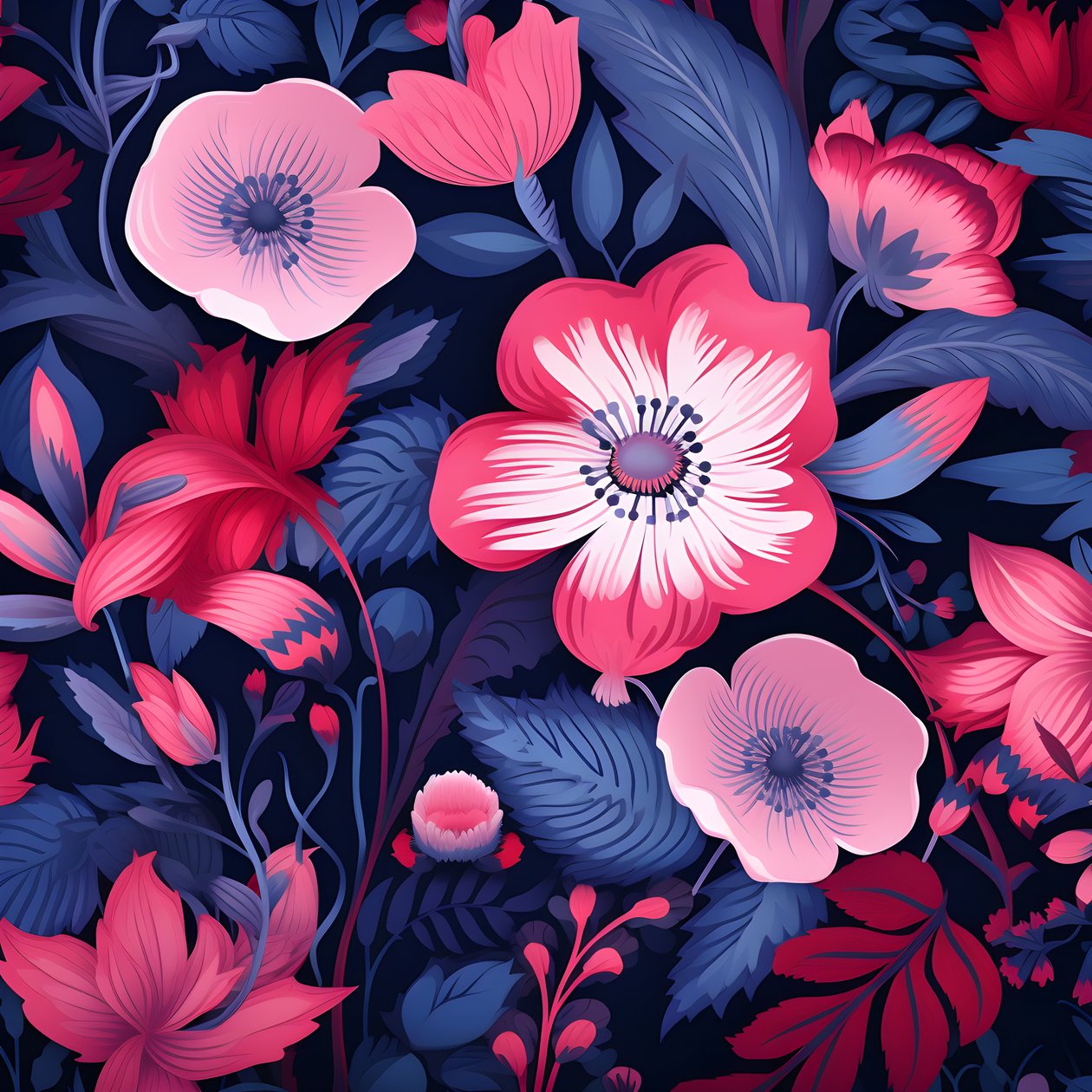 A Bouquet of Flowers in Pink and Blue 3 by Kurt Heppke
