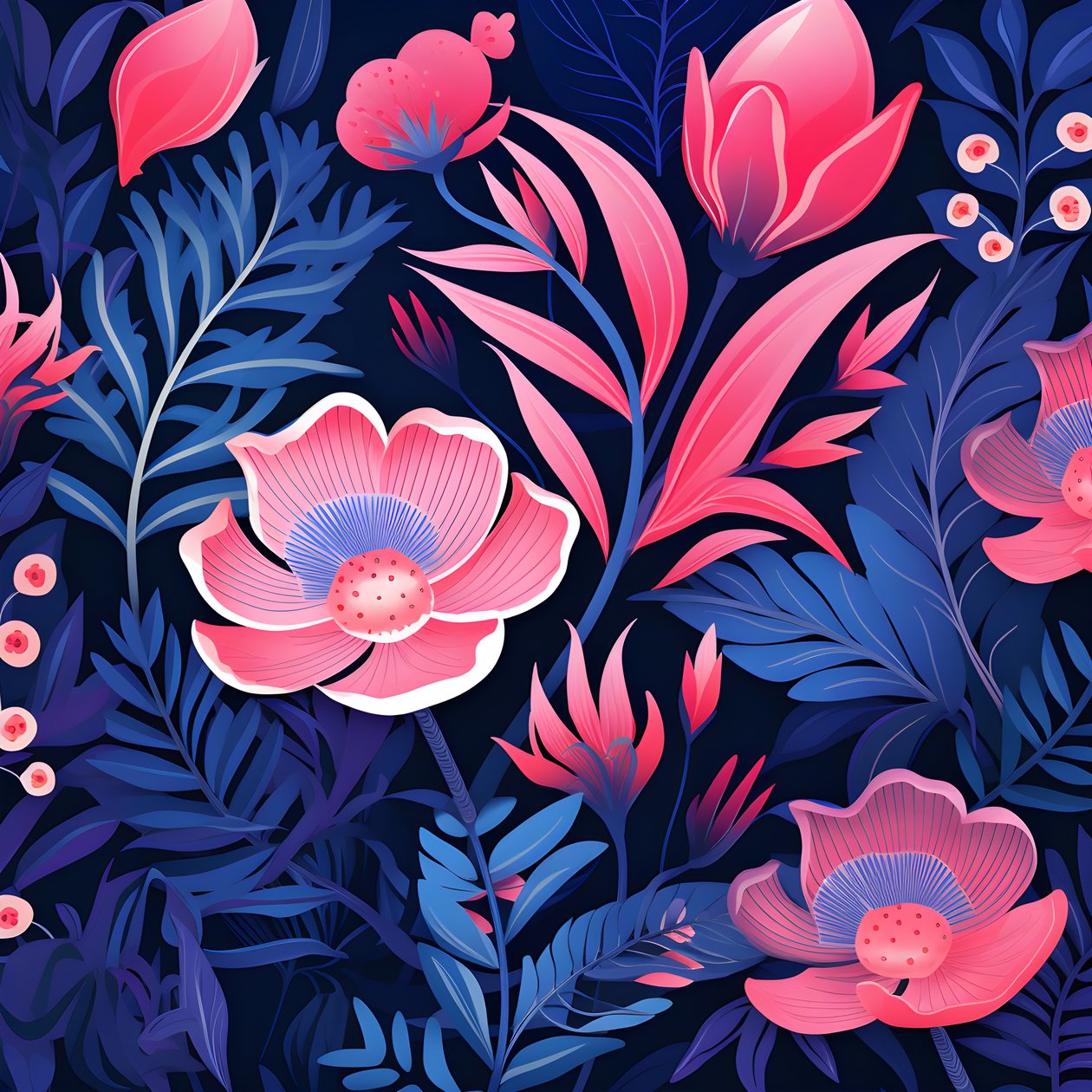 A Bouquet of Flowers in Pink and Blue 4 by Kurt Heppke