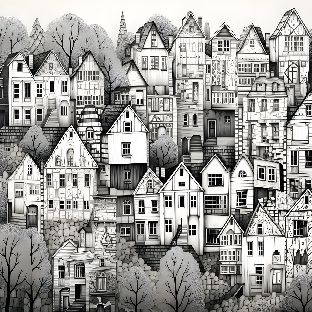 A Black and White Picture of Houses 1 by Kurt Heppke