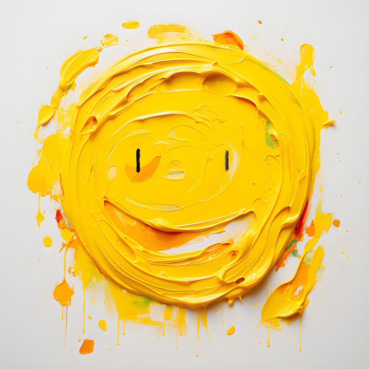 Yellow Smiley Face Painted in Impasto 2 by Kurt Heppke