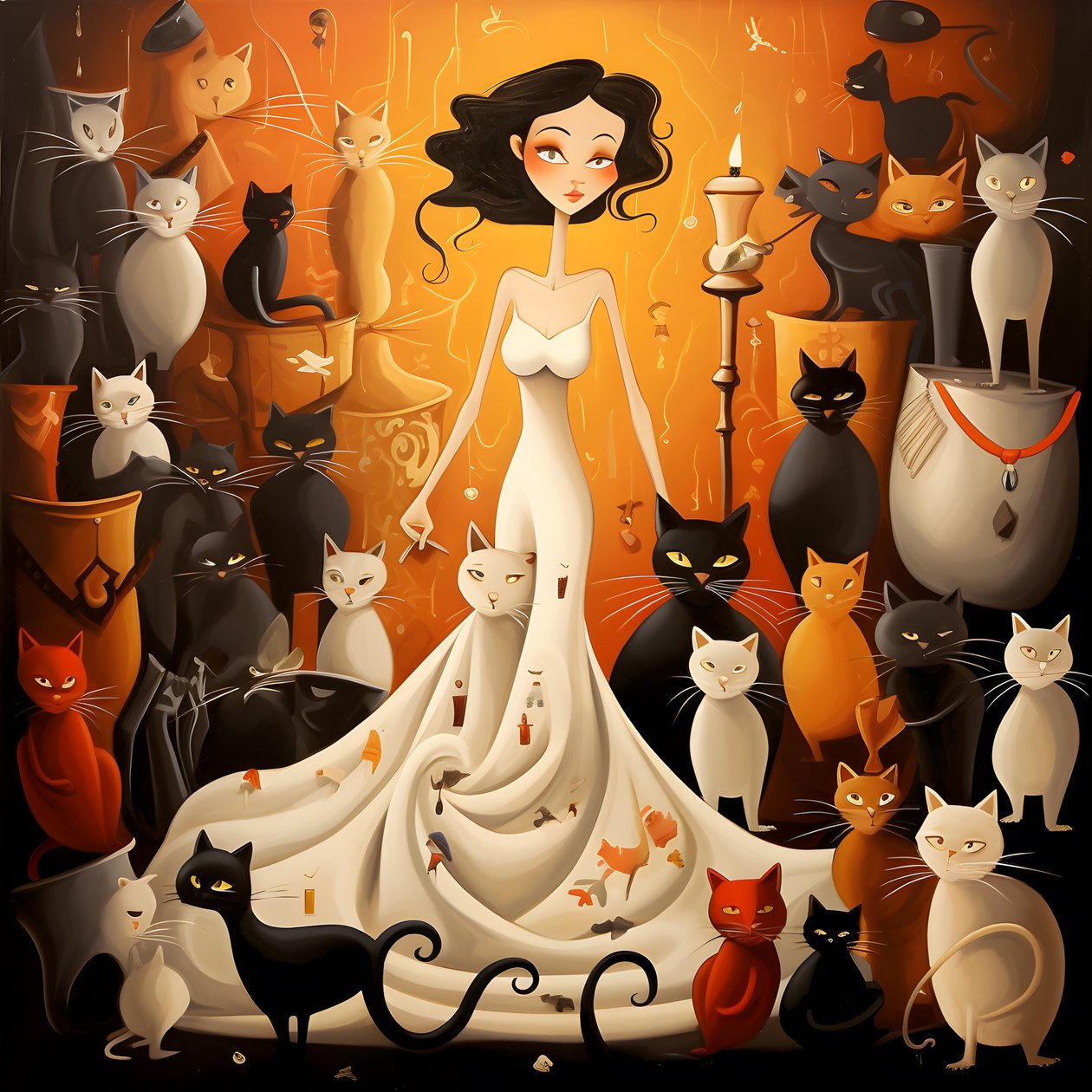 Crazy Cat Woman in a Dress 4 by Kurt Heppke