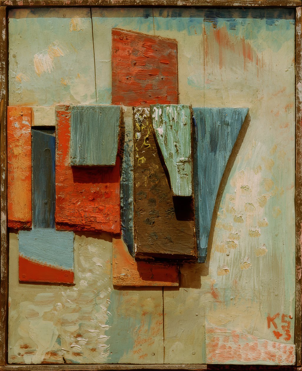 Coloured Wood Construction by Kurt Schwitters